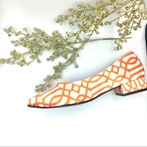 LAST PAIR Indie Designer Orange Lattice Satin Flat